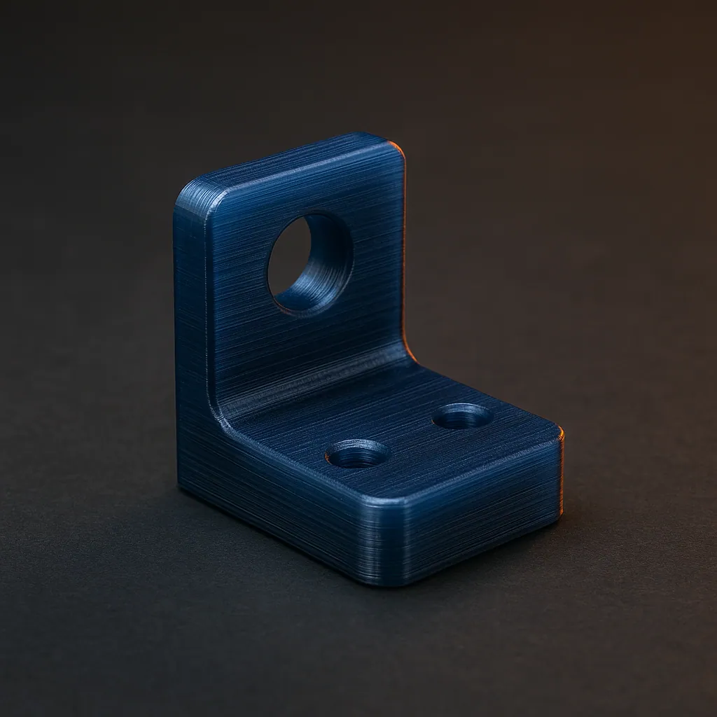 A deep blue 3D-printed PETG functional bracket