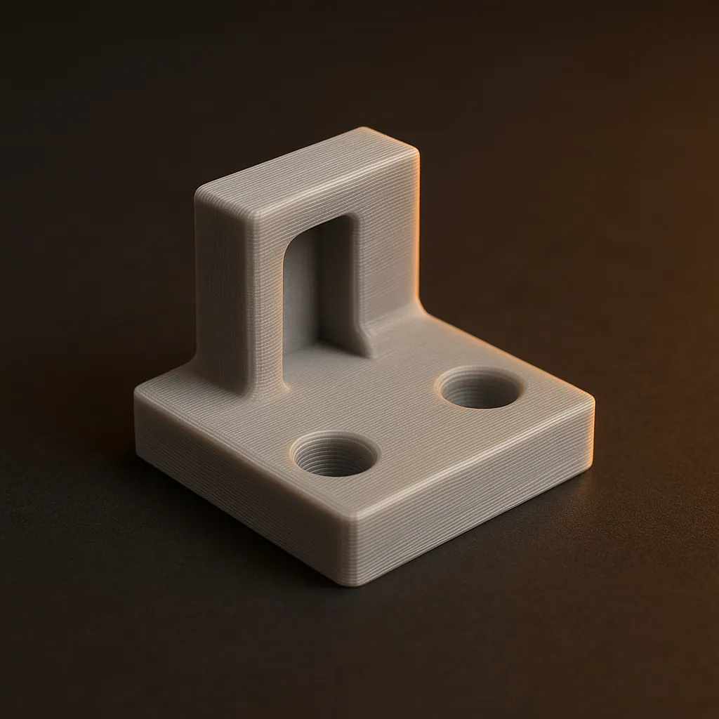 A light grey 3D-printed PLA part